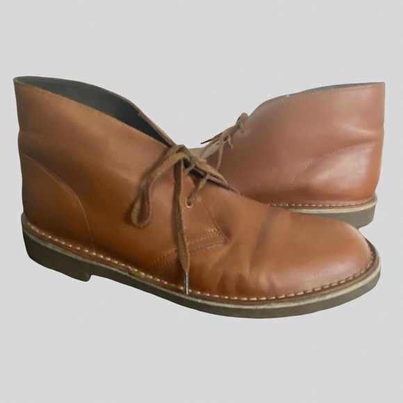 Clarks Mens Brown Leather Casual Chukka Desert Boots - Sz-10.5 - Picture 1 of 16